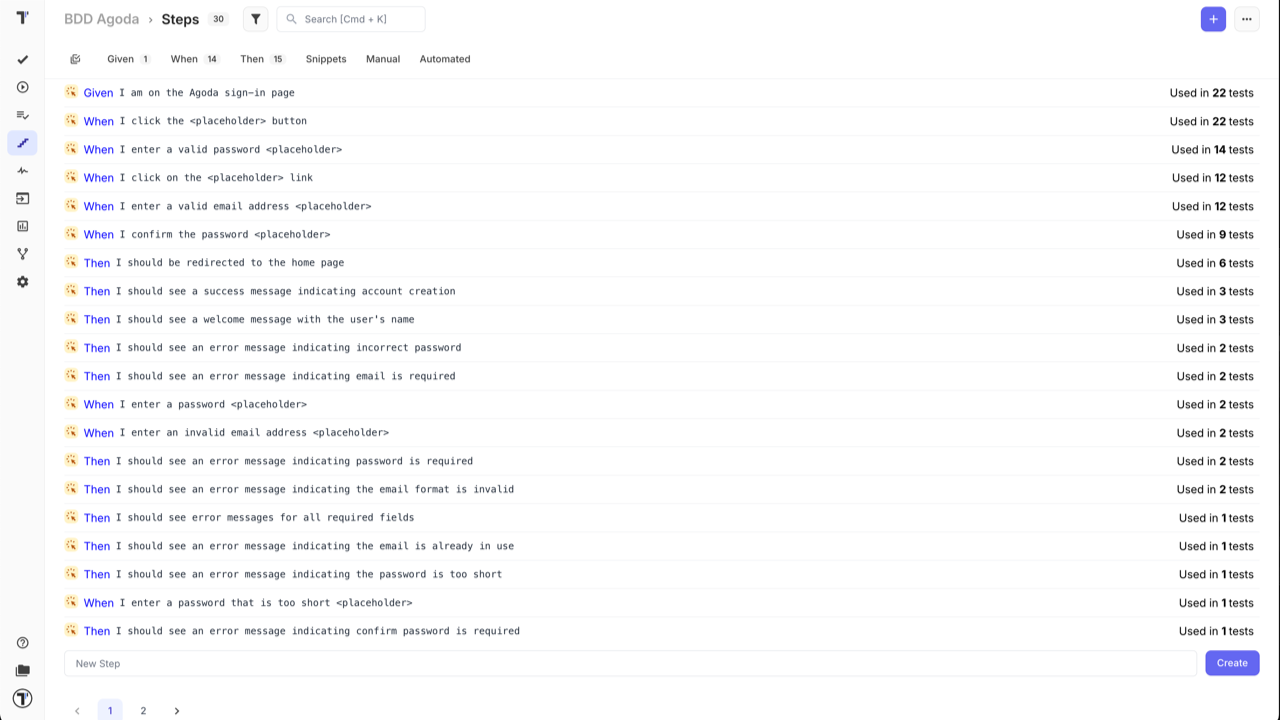Testomat.io - Steps in BDD